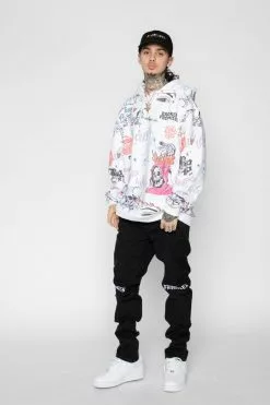 BROKEN PROMISES Let's Roll AOP Hoodie White