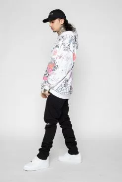 BROKEN PROMISES Let's Roll AOP Hoodie White