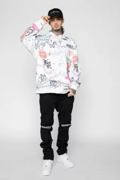 BROKEN PROMISES Let's Roll AOP Hoodie White