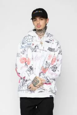 BROKEN PROMISES Let's Roll AOP Hoodie White