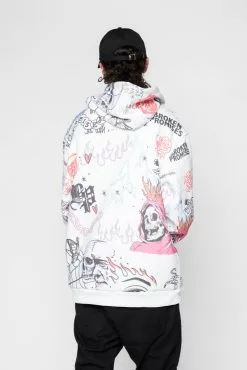 BROKEN PROMISES Let's Roll AOP Hoodie White