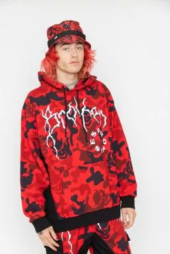 BROKEN PROMISES Demon Camo Hoodie - Red Hoodies