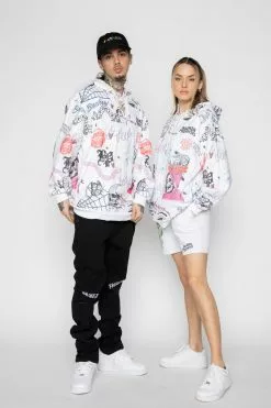 BROKEN PROMISES Let's Roll AOP Hoodie White