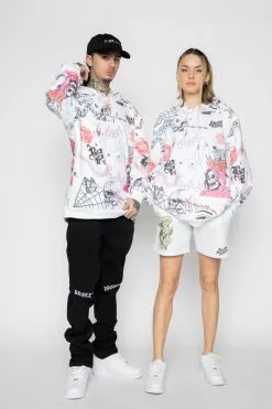 BROKEN PROMISES Let's Roll AOP Hoodie White