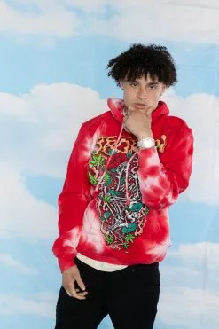 BROKEN PROMISES Up In Smoke Crystal Wash Strawberry Hoodie - BPxYH