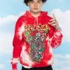 BROKEN PROMISES Up In Smoke Crystal Wash Strawberry Hoodie - BPxYH