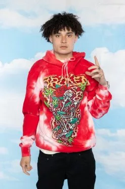 BROKEN PROMISES Up In Smoke Crystal Wash Strawberry Hoodie - BPxYH