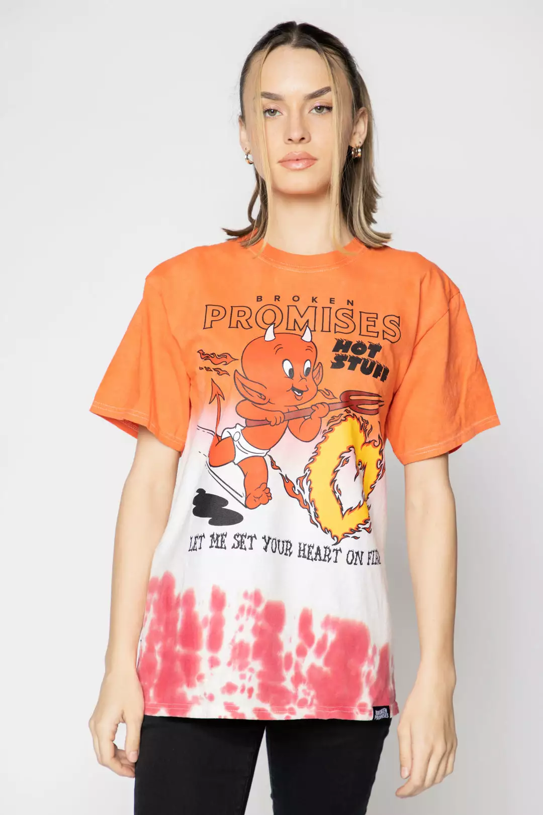 BROKEN PROMISES Shirts Chasing Fire Tie Dye SST Orange - BP X Hot Stuff