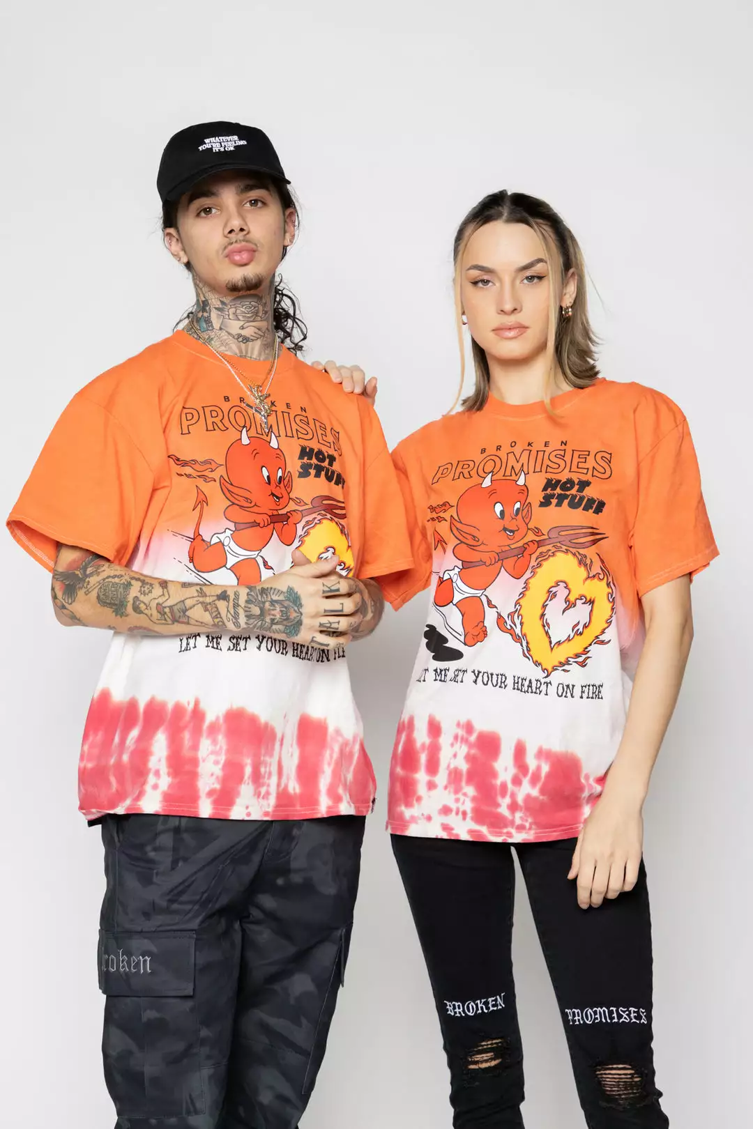 BROKEN PROMISES Shirts Chasing Fire Tie Dye SST Orange - BP X Hot Stuff