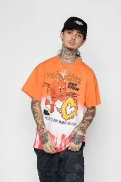 BROKEN PROMISES Shirts Chasing Fire Tie Dye SST Orange - BP X Hot Stuff