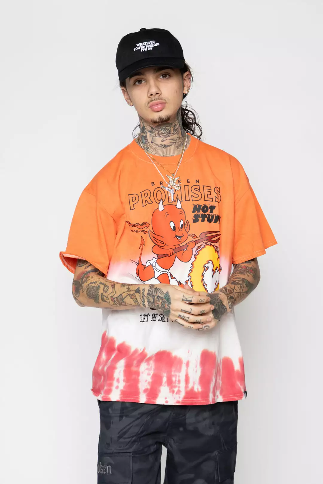 BROKEN PROMISES Shirts Chasing Fire Tie Dye SST Orange - BP X Hot Stuff