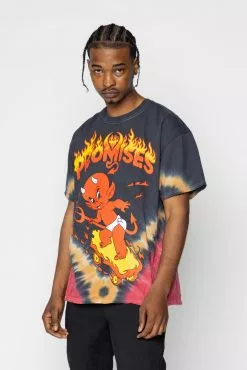 BROKEN PROMISES Hell On Wheels V-Dye Tee - BP X Hot Stuff Shirts