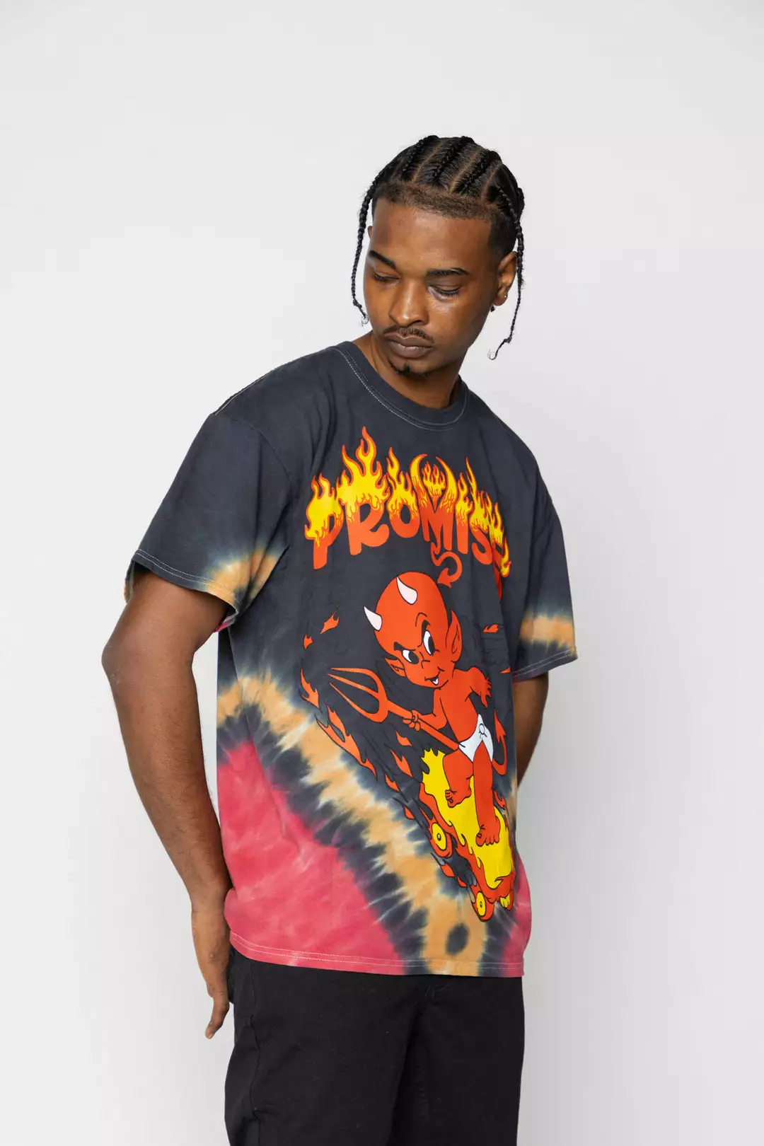 BROKEN PROMISES Hell On Wheels V-Dye Tee - BP X Hot Stuff Shirts