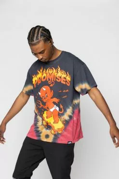 BROKEN PROMISES Hell On Wheels V-Dye Tee - BP X Hot Stuff Shirts