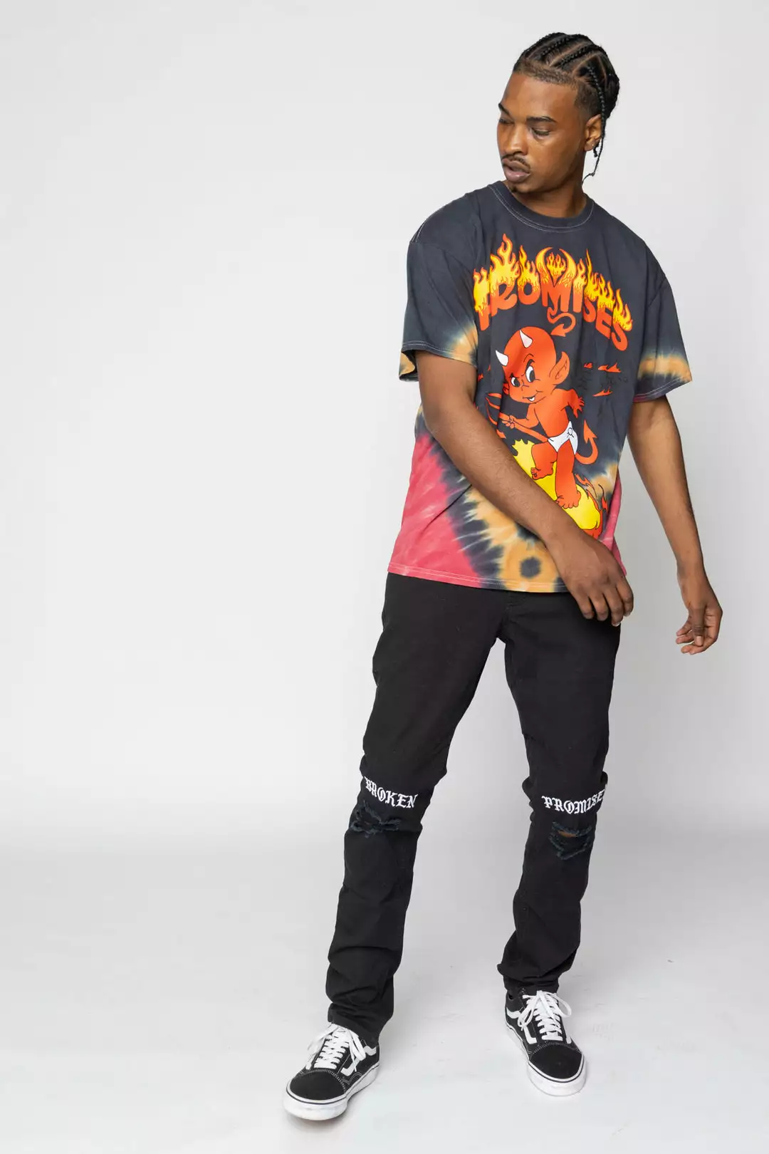 BROKEN PROMISES Hell On Wheels V-Dye Tee - BP X Hot Stuff Shirts