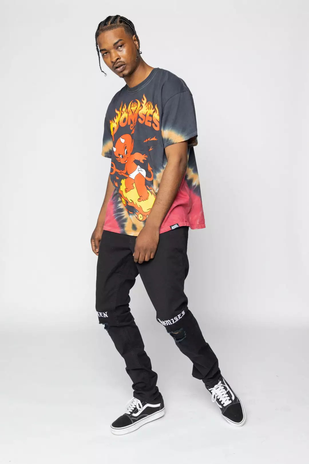 BROKEN PROMISES Hell On Wheels V-Dye Tee - BP X Hot Stuff Shirts