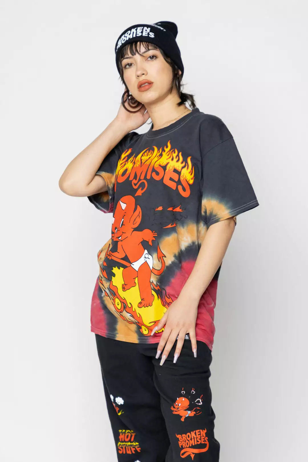 BROKEN PROMISES Hell On Wheels V-Dye Tee - BP X Hot Stuff Shirts