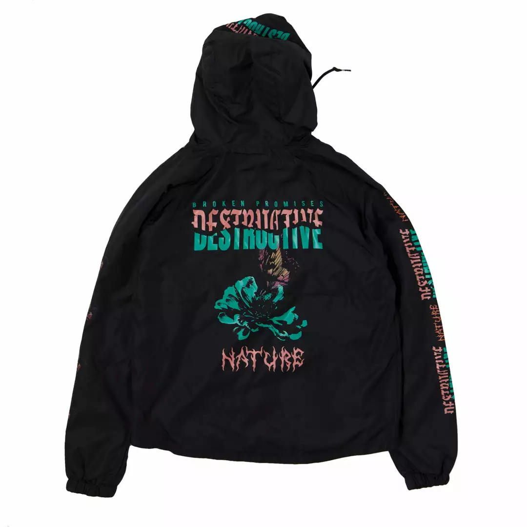 BROKEN PROMISES Destructive Nature Black Windbreaker
