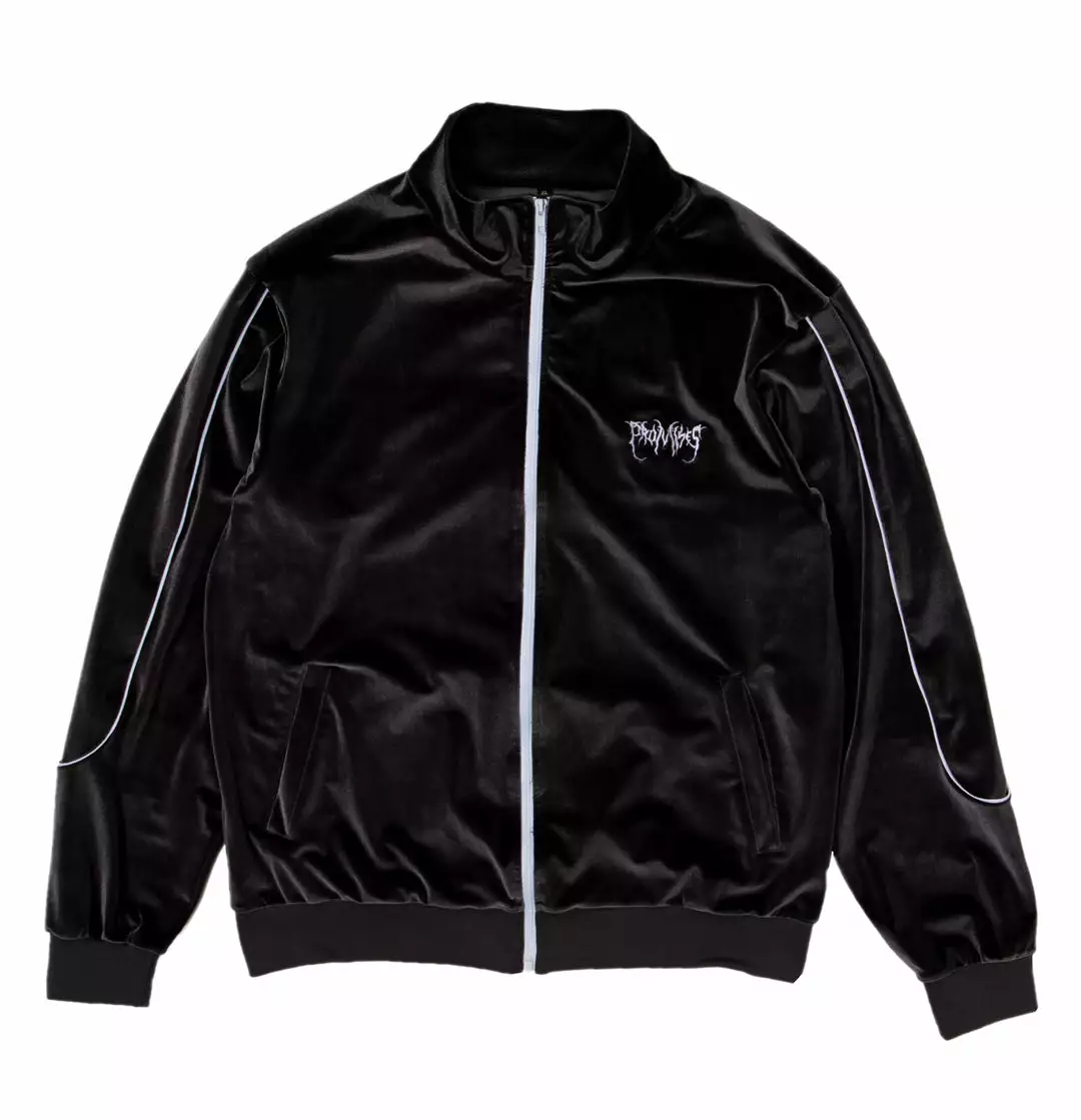 BROKEN PROMISES Sets Graveyard Velour Track Jacket - Charcoal