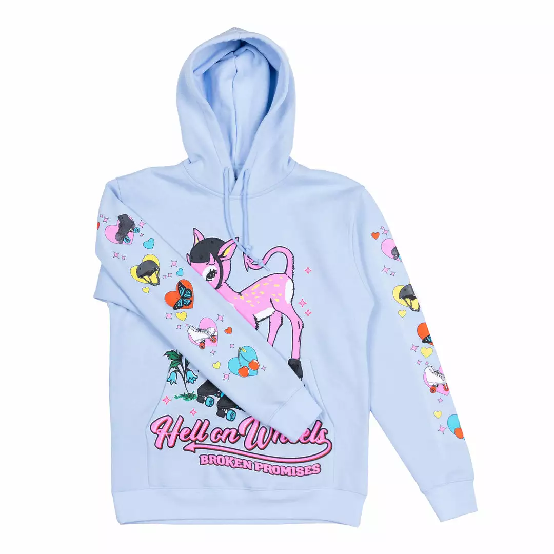 BROKEN PROMISES Hell On Wheels Hoodie Baby Blue