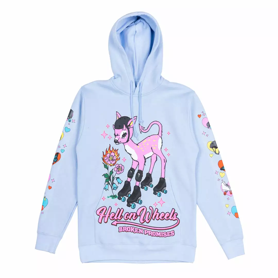 BROKEN PROMISES Hell On Wheels Hoodie Baby Blue