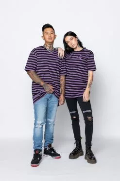 BROKEN PROMISES Thornless Stripe Purple Shirts