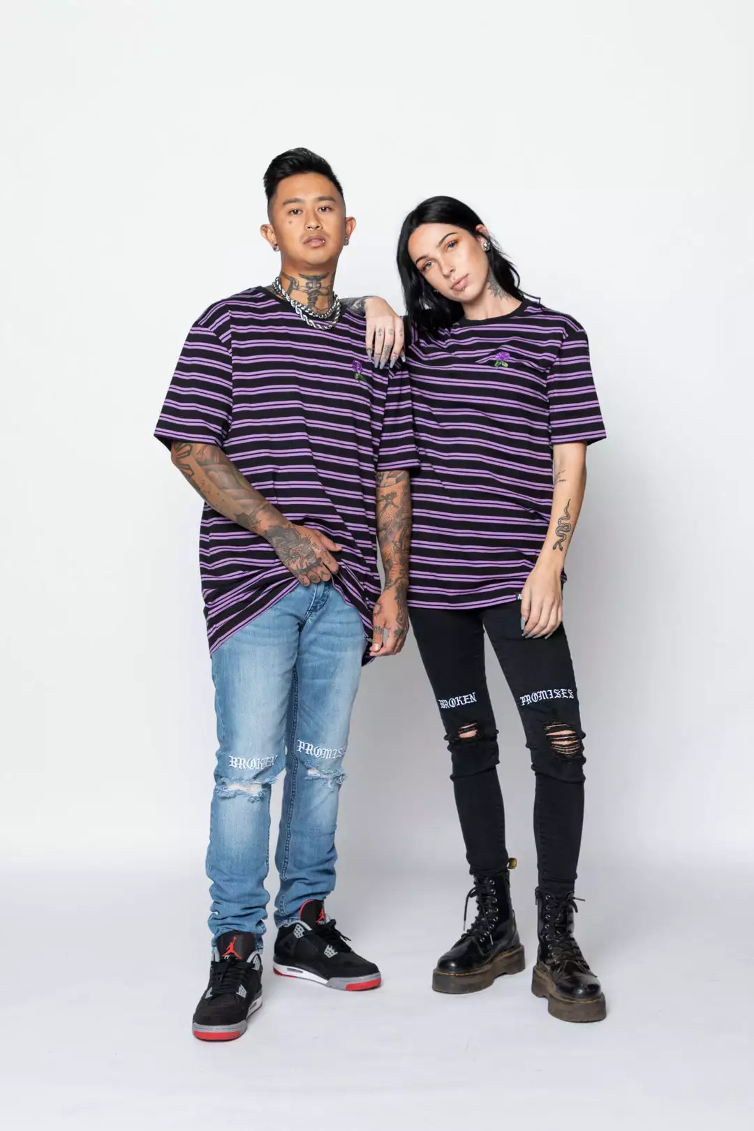 BROKEN PROMISES Thornless Stripe Purple Shirts