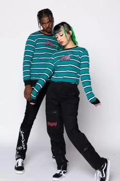 BROKEN PROMISES Shirts Destruction Stripe L/S Green