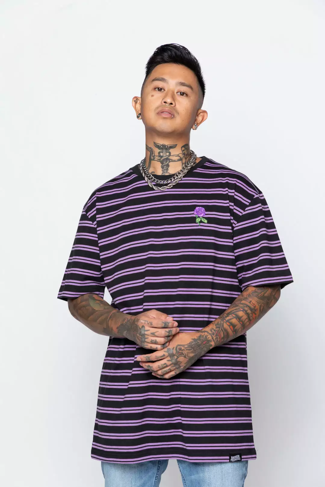 BROKEN PROMISES Thornless Stripe Purple Shirts