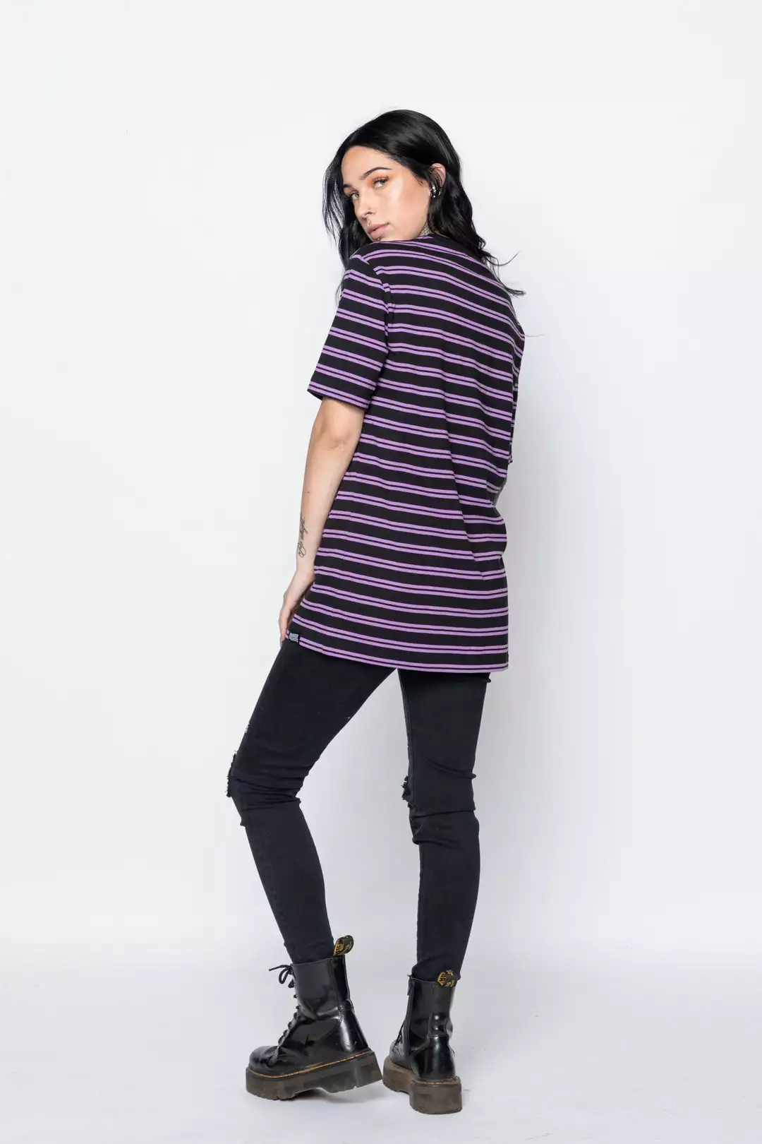 BROKEN PROMISES Thornless Stripe Purple Shirts