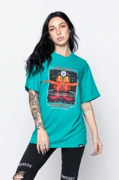 BROKEN PROMISES Micro Chip Tee Teal Shirts