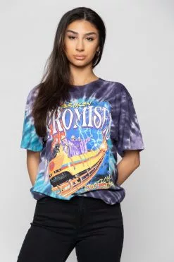 BROKEN PROMISES Up's And Down's Tie Dye Tee Purple