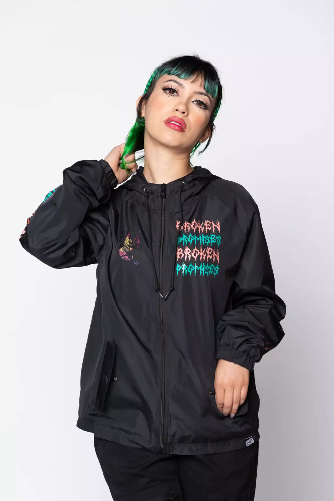 BROKEN PROMISES Destructive Nature Black Windbreaker