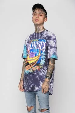 BROKEN PROMISES Up's And Down's Tie Dye Tee Purple