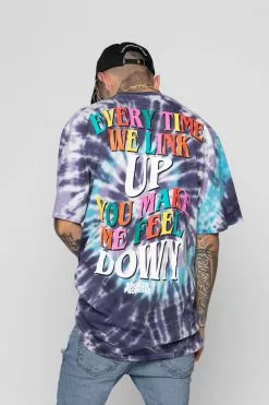 BROKEN PROMISES Up's And Down's Tie Dye Tee Purple