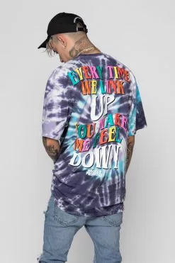 BROKEN PROMISES Up's And Down's Tie Dye Tee Purple