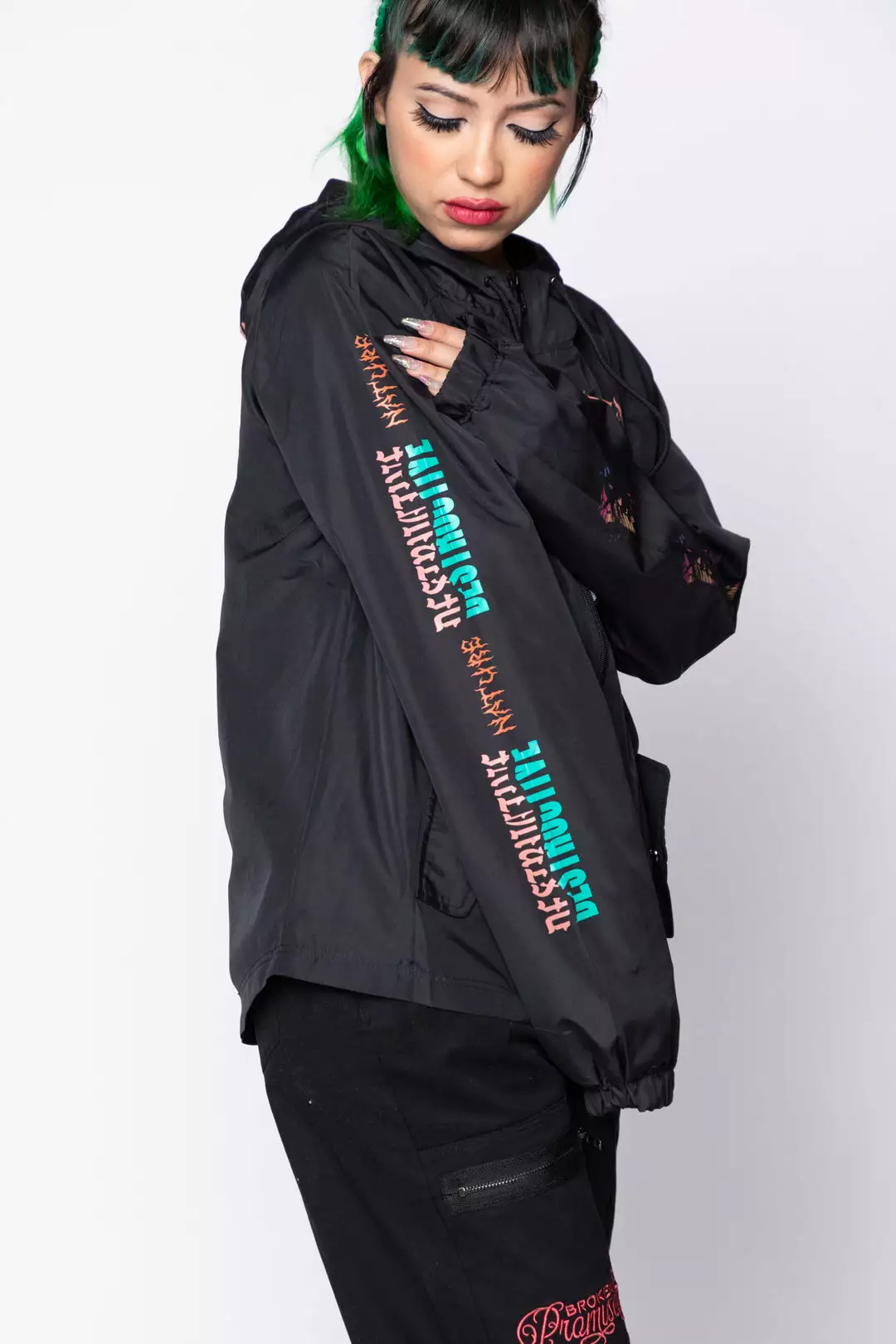 BROKEN PROMISES Destructive Nature Black Windbreaker