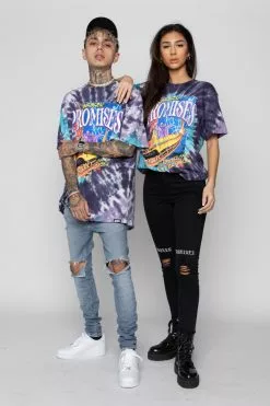 BROKEN PROMISES Up's And Down's Tie Dye Tee Purple