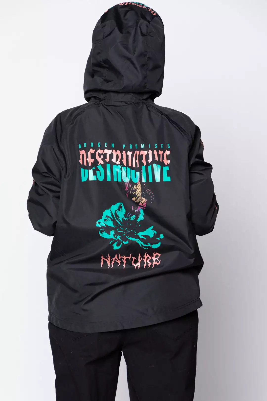 BROKEN PROMISES Destructive Nature Black Windbreaker