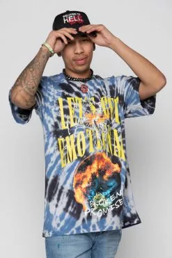 CASH Shirts Let's Get Emotional Tie Dye Tee Blue