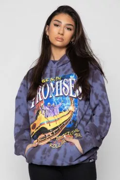 CASH Hoodies Up Down Tie Dye Hoodie Wash Blue