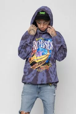 CASH Hoodies Up Down Tie Dye Hoodie Wash Blue
