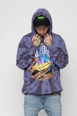 CASH Hoodies Up Down Tie Dye Hoodie Wash Blue