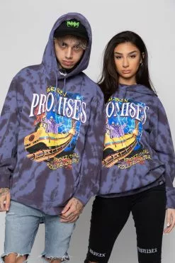 CASH Hoodies Up Down Tie Dye Hoodie Wash Blue