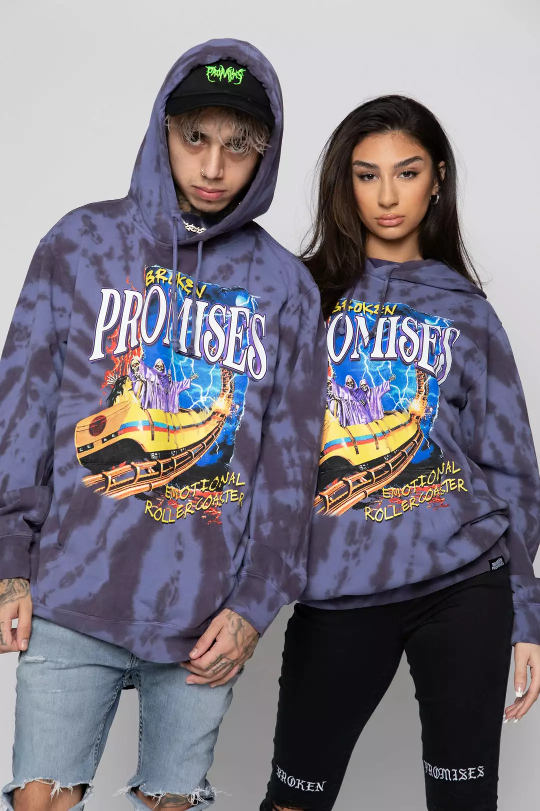 CASH Hoodies Up Down Tie Dye Hoodie Wash Blue