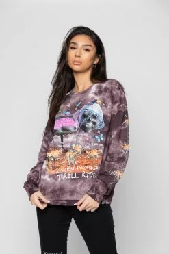 BROKEN PROMISES Shirts Thrill Ride Tie Dye Long Sleeve Purple