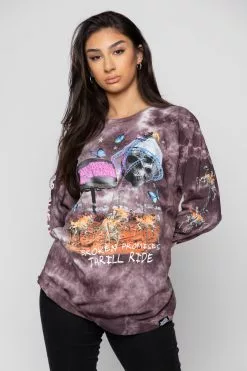 BROKEN PROMISES Shirts Thrill Ride Tie Dye Long Sleeve Purple