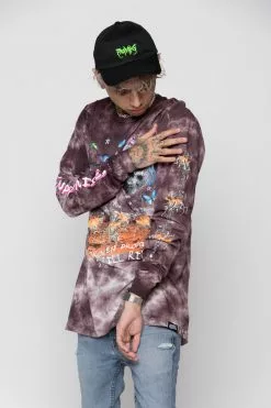 BROKEN PROMISES Shirts Thrill Ride Tie Dye Long Sleeve Purple