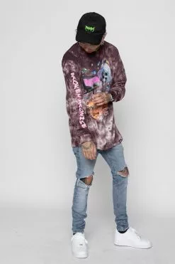 BROKEN PROMISES Shirts Thrill Ride Tie Dye Long Sleeve Purple