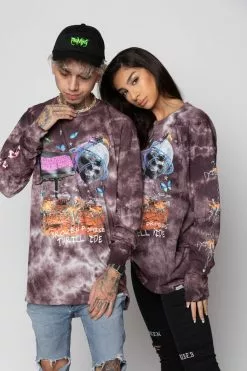 BROKEN PROMISES Shirts Thrill Ride Tie Dye Long Sleeve Purple